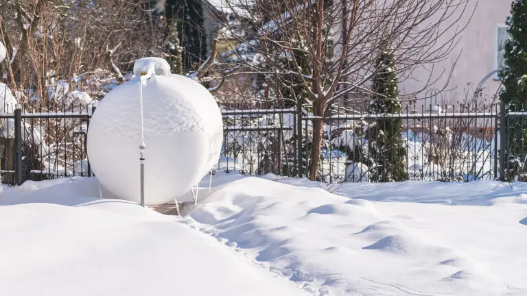 LPG tank at the house in snowy winter